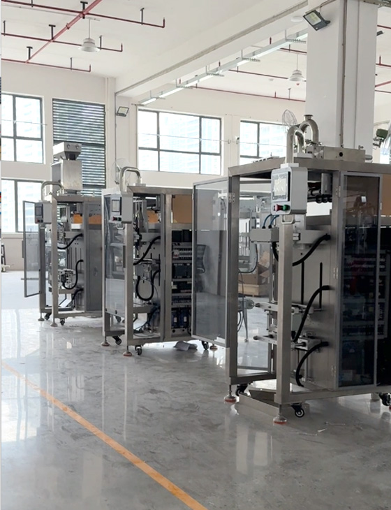 Multi-lane filling and packing machines on the workshop floor